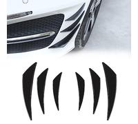 GKmow Pack-6 Car Spoiler Canards Kit, Universal Auto Front Bumper Lip Splitter, Body Anti-Collision Diffuser, Exterior Soft Rubber Decorative Stickers (Glossy Black)