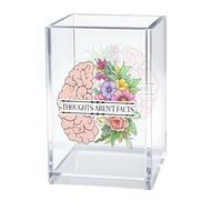Gkodw Thoughts Aren't Facts Acrylic Cosmetic Organizer Pen Holder, CBT Cognitive Behavioral Desk Storage Holder for Pen, Mental Health Recovery Gifts for Coworker, Therapy Office Gifts for Leader