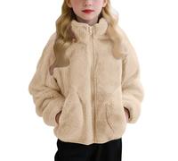 Gkojhj Kids Girls Winter Warm Fleece Lined Faux Fur Hooded Jackets Full Zip Up Outerwear School Dress Coats with pocket for Age 2-11 Years