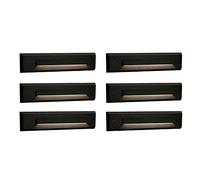 GKOLED 6-Pack Low Voltage 9-15V AC/DC LED Linear Step Lights, 2W Landscape Cutoff Stair Riser Light, Outdoor Waterproof Accent Lighting Fixtures, Die-cast Aluminum with Black Powder Coated Finish