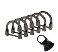 GKONGU 6 PCS D Rings in Shackle Horseshoe,Strong load-bearing and Impact-resistance U Shape Strap Adjustment Buckle with Removable Screw,Perfect for DIY Leather Craft Accessories(Black)