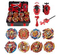 Gkopune 12 Pcs Gyroscope Set, Spinning Top Toy Gift Box + Launcher, With Packaging,HONG