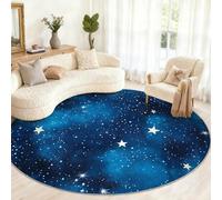 GKPLY Star Galaxy Rug Round Bedroom, Deep Blue Area Rugs for Living Room, Night Sky Circle Rug for Kids, Cosmic Space Washable Rugs Non Slip, Carpet Home Decor 5ft