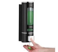 GKSCXEXE Wall Mounted Soap Dispenser, 400 ml Shower Gel Dispenser, Wall Mounting, No Drilling, Single Chamber Shampoo and Conditioner Dispenser for Bathroom, Soap Dispenser, Black Detergent Dispenser