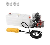 GKSNCJSMF 8 Quart Hydraulic Pump 12V DC Hydraulic Power Unit Double Acting Double Solenoid Dump Trailer Pump with Plastic Reservoir for Dump Trailer & Lifting Platforms