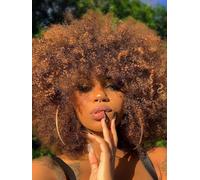 GKtineke Afro Wig 14 Inch Afro Wig for Black Women 70s Mixed Brown Afro Wig Curly Huge Fluffy Puff Wig Synthetic Hair for Cosplay Daily and Party