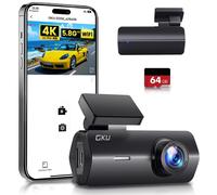 GKU 4K Dash Cam,Dash Cam Front with UHD 2160P, DashCam Built-in WiFi, 24H Parking Monitor,Night Vision,WDR,170° Wide Angle,Loop Recording,G-Sensor,DashCam Includes 64GB SD Card,Supports 256GB Max