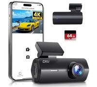 GKU 4K Dash Cam,Dash Cam Front with UHD 2160P, DashCam Built-in WiFi, 24H Parking Monitor,Night Vision,WDR,170° Wide Angle,Loop Recording,G-Sensor,DashCam Includes 64GB SD Card,Supports 256GB Max
