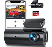 GKU 4K Dash Cam Front and Rear, 5GHz WiFi Dashcam with 64GB SD Card, Dual Car Camera Dash Cam with Parking Monitor, Night Vision, WDR, 170° Wide Angle, G-Sensor, Loop Recording, APP Control, Max 256GB
