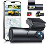 GKU 4K Dash Cam Front and Rear, 5GHz WiFi GPS, Dual Car Camera, 1.5” IPS Mini Dashcam for Cars with 64GB SD Card, 24H Parking Mode, Night Vision, WDR, 170° Wide Angle, G-Sensor, App Control, Max 256GB