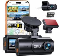 GKU 4K Dash Cam Front and Rear, STARVIS 2 Sensor, 5.8GHz WiFi 6 Dashcam | with 64GB SD Card, Voice Control, 3 "IPS Car Camera Dash Cam, GPS, Night Vision, 24H Parking Mode, G-sensor, App Control