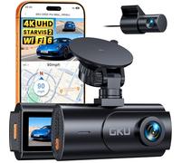 GKU 4K Dash Cam Front and Rear, STARVIS 2 Sensor, 5.8GHz WiFi6 20MB/s Dashcam, Voice Control, 3 "IPS Car Camera Dash Cam with GPS, Night Vision, 24H Parking Mode, G-sensor, App Control (No SD Card)