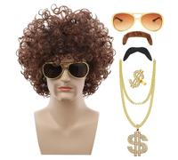 Gkumgwo 70’s Costume Wig, 70s Outfits For Men, 6-Piece Men's Curly Wigs, Authentic 70s Disco Costumes, Vintage Outfits For Men, Interesting Look For 60s Hippies Costume