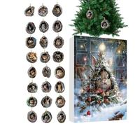 Gkumgwo Advent Animal Calendar 2025-24 Days 2D Acrylic Tree Hole Christmas Countdown Calendar Decor - Cute Animal Festive Pendant - for Window Kids Boys Girls Front Door Porch Balcony Christmas Tree