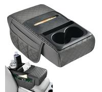 Gkumgwo Car Center Console, Armrest Cushion with Tissue Box, Multifunctional Anti-Slip Center Console Cover for Truck with Cup Holder Tissue Box