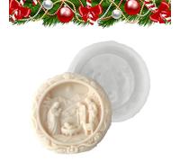 Gkumgwo Nativity Scene Mold - Jesus Birth Gypsum Moulds,3D Round Craft Christmas Mold Silicone for Candle Plaster Fondant Resin Gypsum Baking Soap Chocolate Decoration Projects