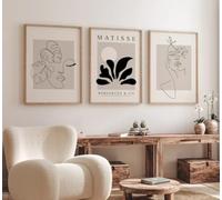 GKUVBF Abstract Female Figure Art Line Drawing Matisse Canvas Picture Printing Posters Bohemian Simple Face Modern Home Decor(70x100cm/3Pcs Frameless)
