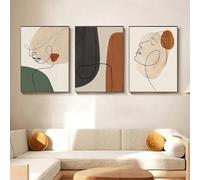 GKUVBF Abstract Geometric Poster Matisse Face Line Canvas Painting Nordic Modern Living Room Wall Art Print Picture Home Decor 50x75cm-3Pieces Frameless