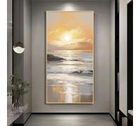 GKUVBF Abstract Ocean Sunset Canvas Print A Bright Future, Vibrant Beach-Theme Wall Art for Home & Office Decor(20x40cm/Frameless)