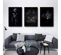 GKUVBF Animal Art Black Panther Feline Wildlife Canvas Painting Posters and Prints Wall Art Picture for Living Room Home Decor 50x70cm-3Pieces Frameless