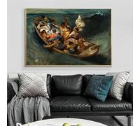 GKUVBF Artist Eugene Delacroix Liberty Leading The People Poster French Revolution Marianne Canvas Painting Room Home Decor(50x70cm/Frameless)