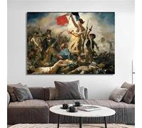 GKUVBF Artist Eugene Delacroix Liberty Leading The People Poster French Revolution Marianne Canvas Painting Modern Home Decor(40x50cm/Frameless)