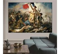 GKUVBF Artist Eugene Delacroix Liberty Leading The People Poster French Revolution Marianne Canvas Painting Room Home Decor(50x70cm/Frameless)