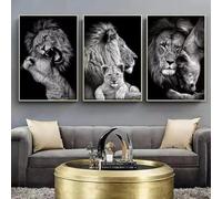 GKUVBF Black and White Wild Animal Lion Canvas Painting Lion Family Posters Prints Modern Wall Art for Living Room Home Decor 30x40cm-3Pieces Frameless