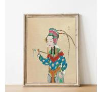 GKUVBF Chinoiserie Peking Opera Ladies Portraits Chinese Art Posters and Prints Canvas Wall Picture for Living Room Home Decor 70x100cm Frameless