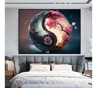 GKUVBF Classic Colorful Yin and Yang Canvas Painting Chinese Philosophy Wall Art Abstract Landscape Posters Living Home Decor 70x110cm Frameless