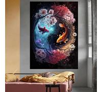GKUVBF Classic Colorful Yin and Yang Canvas Painting Chinese Philosophy Wall Art Abstract Landscape Posters Living Home Decor 30x45cm Frameless