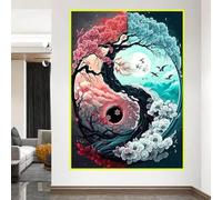 GKUVBF Classic Colorful Yin and Yang Canvas Painting Chinese Philosophy Wall Art Abstract Landscape Posters Living Home Decor 60x80cm Frameless