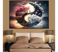 GKUVBF Classic Colorful Yin and Yang Canvas Painting Chinese Philosophy Wall Art Abstract Landscape Posters Living Home Decor 60x80cm Frameless