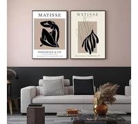 GKUVBF Henri Matisse Abstract Minimal Illustration Wall Art Canvas Prints Vintage Poster Beige Wall Pictures Home Wall Decor(30x45cm/2Pcs Frameless)