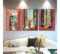 GKUVBF Henri Matisse Open Window Landscape Canvas Painting Poster Prints Nordic Wall Art Painting on Canvas Room Home Decor 40x60cm-3Pieces Frameless