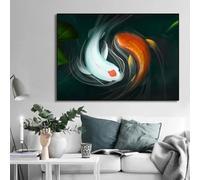 GKUVBF Japanese Yin Yang Koi Fish Classical Canvas Painting Wall Art Posters and Prints Famous Art Pictures Room Home Decor23.6”x 31.4”(60x80cm) No frame