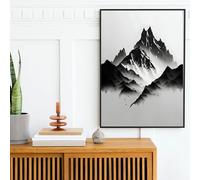 GKUVBF Minimalist Black and White Mountain Tree Landscape Poster Print Canvas Painting Abstract Living Room Home Wall Decor 50x70cm Frameless