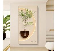 GKUVBF Modern Abstract Nature Wall Art Japanese Log Style with Textured Light and Shadow, 2D FLAT Canvas Print Home Decor (40x80cm/Frameless)