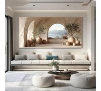 GKUVBF Modern Coastal Landscape Canvas Painting Prints Mediterranean Sea Olive Tree Minimalist Poster Modern Home Decor(60x120cm/internal frame)