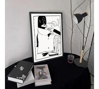 GKUVBF Modern Korean Black White My Lover and Dog Good Life Wall Art Canvas Painting Posters for Living Room Home Wall Decor(40x50cm/Frameless)