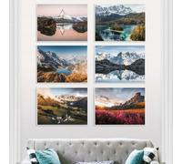 GKUVBF Modern Nordic Alpine Sunset Lake Natural Landscape Poster Canvas Paintings Wall Art Pictures Living Modern Home Decor 30x40cmx6Pcs Frameless