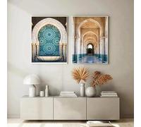 GKUVBF Moroccan Door Mosque Boho Arabic Islamic Archway Architecture Poster Canvas Painting Wall Art Pictures Home Decor(40x60cm/2Pcs Frameless)