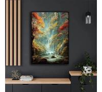 GKUVBF Natural Landscape Spectacular Waterfall Canvas Painting Green Tree Forest Posters Wall Art Prints Home Decor Paintings 70x110cm Frameless