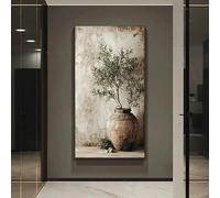 GKUVBF Olive Trees in The Countryside Vase Canvas Print Simple Plants Farmhouse Wall Art Posters for Living Room Home Decor(55x110cm/Frameless)