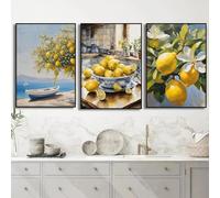 GKUVBF Retro Italian Lemon Tree Kitchen Still Life Botanical Fruit Nordic Poster Canvas Painting Wall Art Pictures Home Decor 70x100cm-3Pieces Frameless