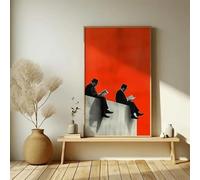 GKUVBF Retro Surrealism Unique Men on Edge Poster Abstract Canvas Wall Art Print for Living Room & Bedroom Decortions(70x100cm/internal frame)