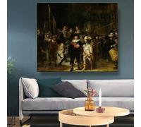 GKUVBF The Night Watch by Rembrandt Canvas Painting Famous Artwork Poster Picture Modern Wall Decor Home Living room Decor(80x120cn/Frameless)