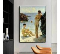 GKUVBF Vintage Boys Nude Gay Henry Scott Tuke Artworks Posters and Prints Canvas Printing Wall Art Picture Living Room Decor 40x50cm Frameless