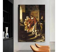 GKUVBF Vintage Edmund Blair Leighton Artwork The Accolade Medieval Knight Theme Canvas Painting Wall Art Posters Home Dec(40x50cm/Frameless)