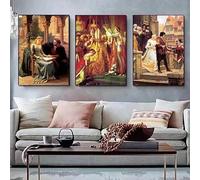 GKUVBF Vintage Edmund Blair Leighton Artwork The Accolade Medieval Knight Theme Canvas Painting Wall Art Posters Home Dec(40x60cm/3Pcs Frameless)
